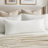 Boho Farmhouse Decorative Long Body Lumbar Throw Pillow Cover Cream White 36x14-inch